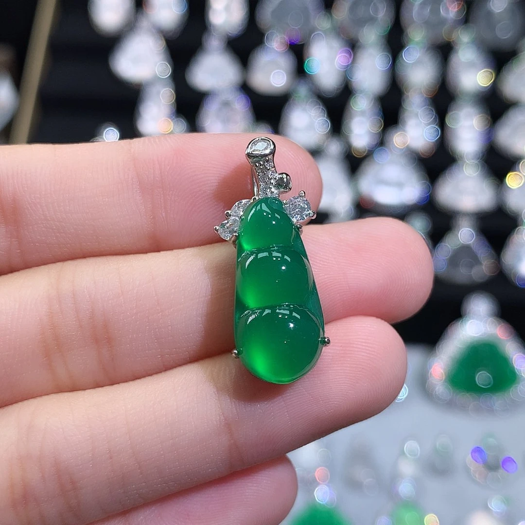 银S925镶嵌吊坠(不含链)玛瑙/玉髓