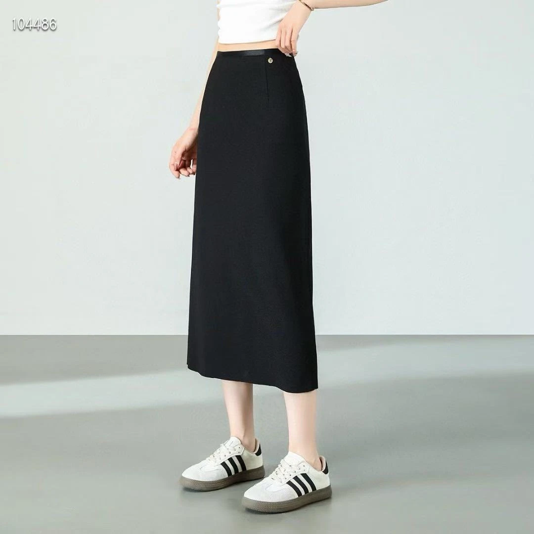 春季新款高腰西装夏季气质半身裙裙子黑色中长款