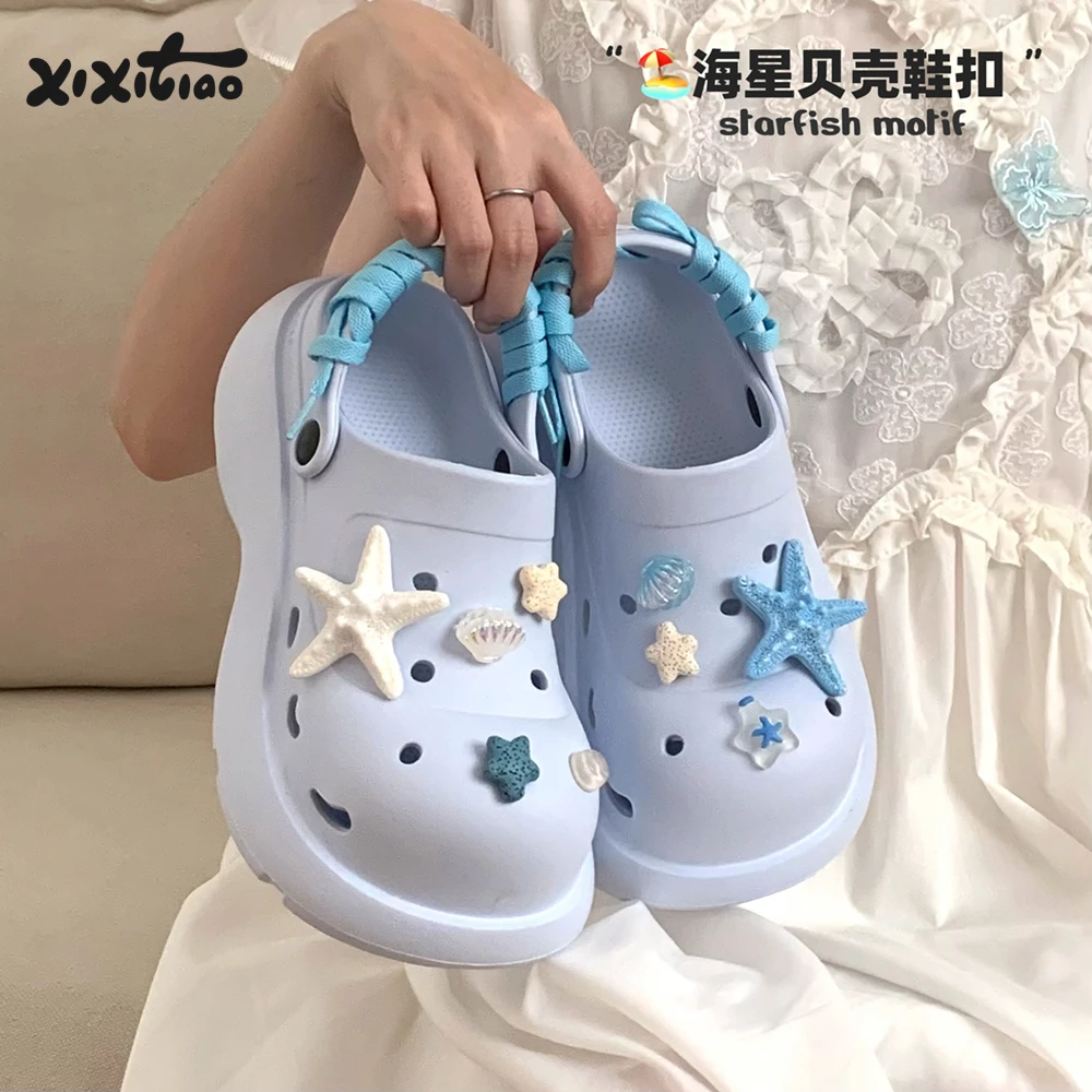 细细条 立体少女心配饰ins风海星贝壳洞洞鞋扣百搭可拆卸鞋子卡扣