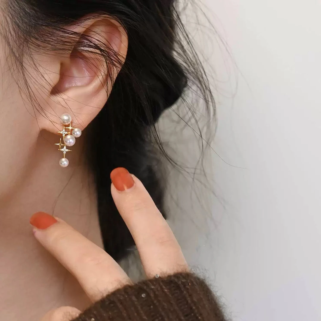 铜合金合成锆石耳饰 手工气质轻奢时尚百搭复古法式耳环QC2991