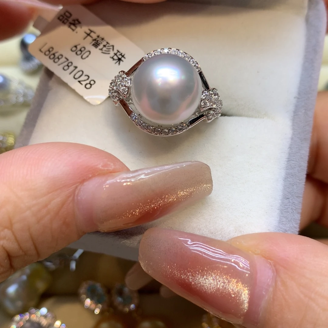 银S925镶嵌戒指海水珍珠