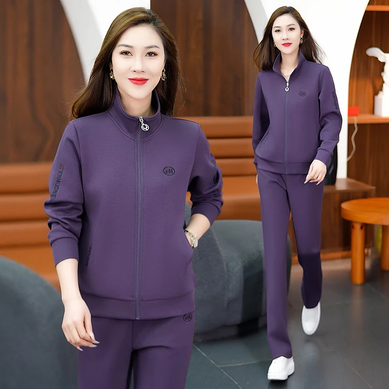 宽松休闲运动套装女春秋2025新款时尚洋气妈妈减龄显瘦跑步两件套