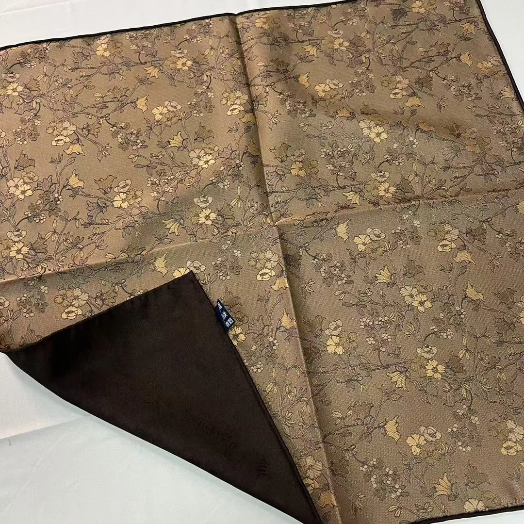 70香云纱方巾-漫雨铃兰枝 宋锦65cm丝巾 040