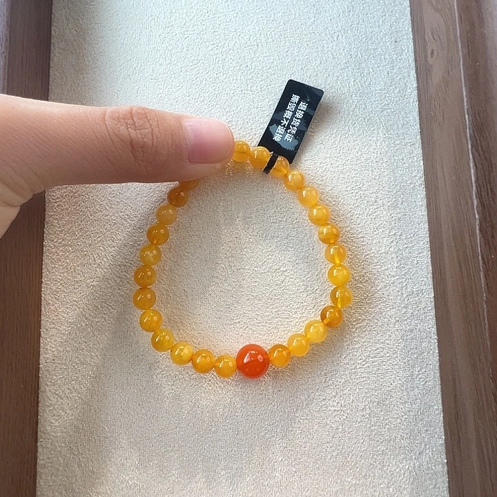 蜜蜡未镶嵌手链6.6mm蜜蜡手串