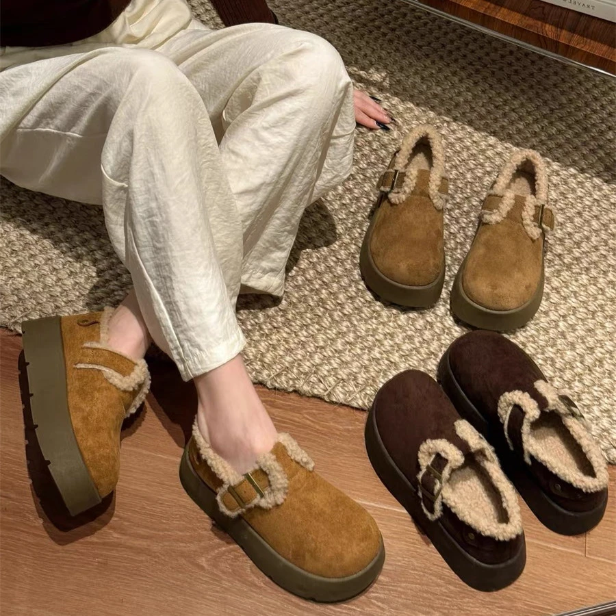 【芙俪兰】秋冬加绒勃肯鞋加棉玛丽珍鞋厚底羊羔毛棉鞋FLL1025-1