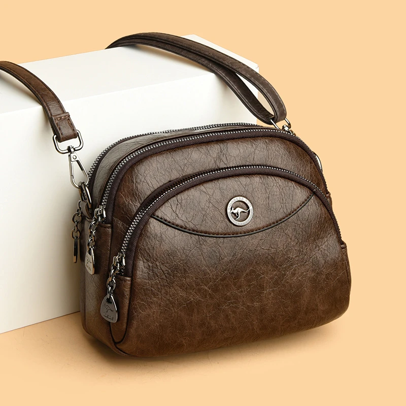 正品斜挎包包女士2025新款时尚外出通勤中年妈妈包软皮百搭单肩包