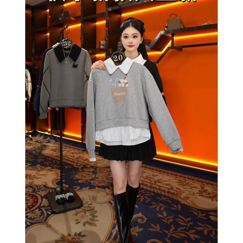 【宠粉价】秋季新款领假两件百搭休闲风女款卫衣NH-Q0319