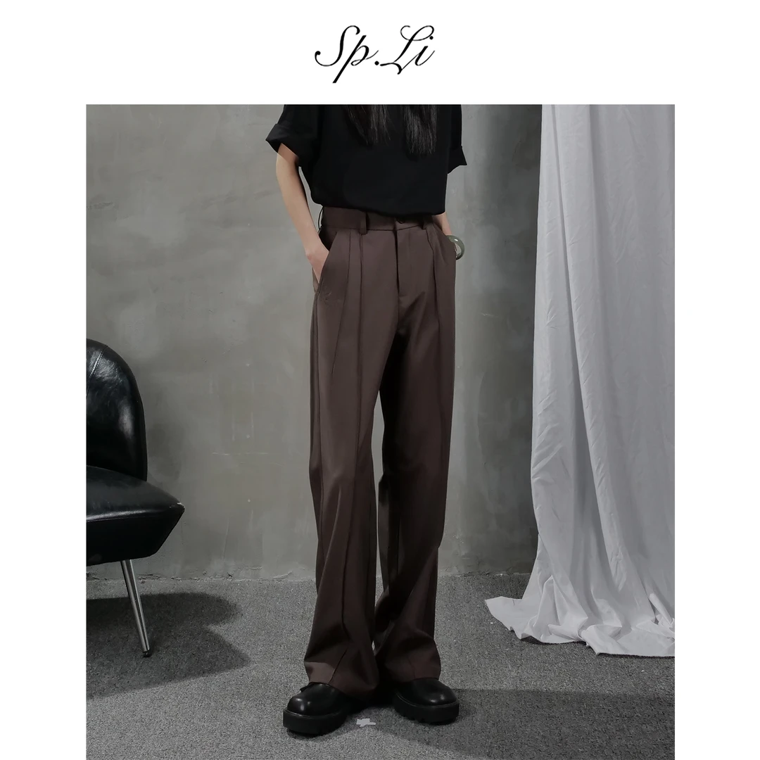 【SPLi三本针】立体中线秋季西裤垂感抗皱休闲宽松直筒阔腿西裤男潮