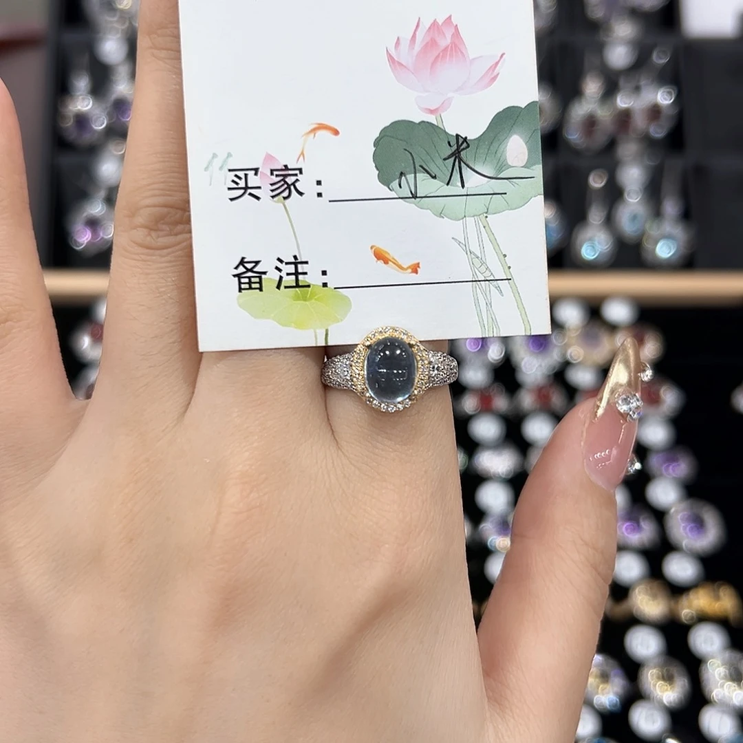 芙蓉石戒指银S925镶嵌戒指