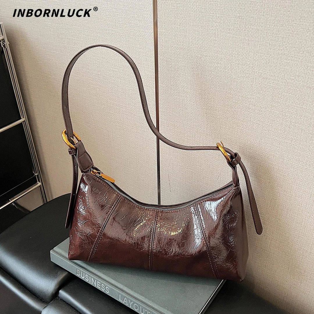 今年流行包包2025新款时尚单肩包覆古油蜡皮腋下包小众超火斜挎包