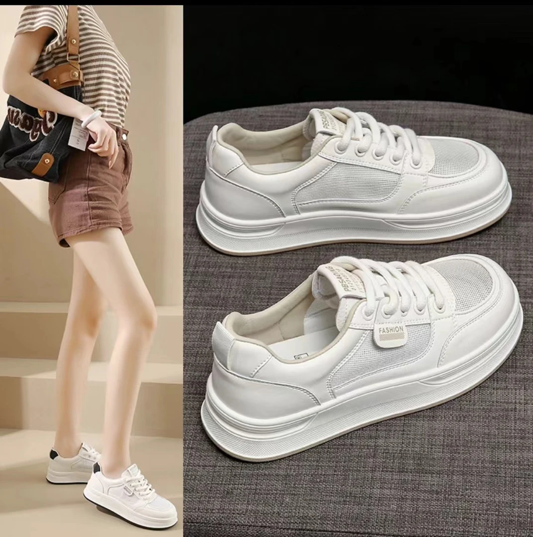 透气运动休闲时尚网面软底软面小白鞋女2025春夏季最新款网红板鞋