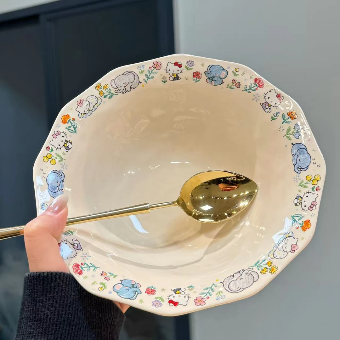 【圆和圈】出口尾单 花园小猫陶瓷餐具 八角大汤碗 螺蛳粉碗
