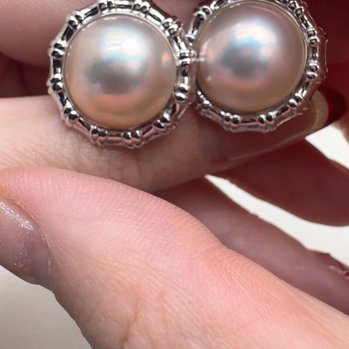 拼合珍珠（马贝珠）耳饰未镶嵌