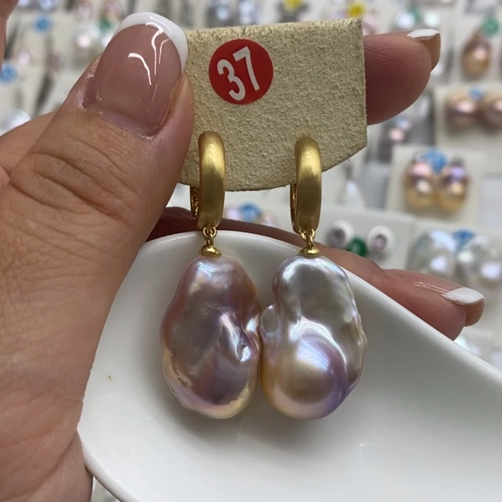 银S925镶嵌淡水珍珠耳饰