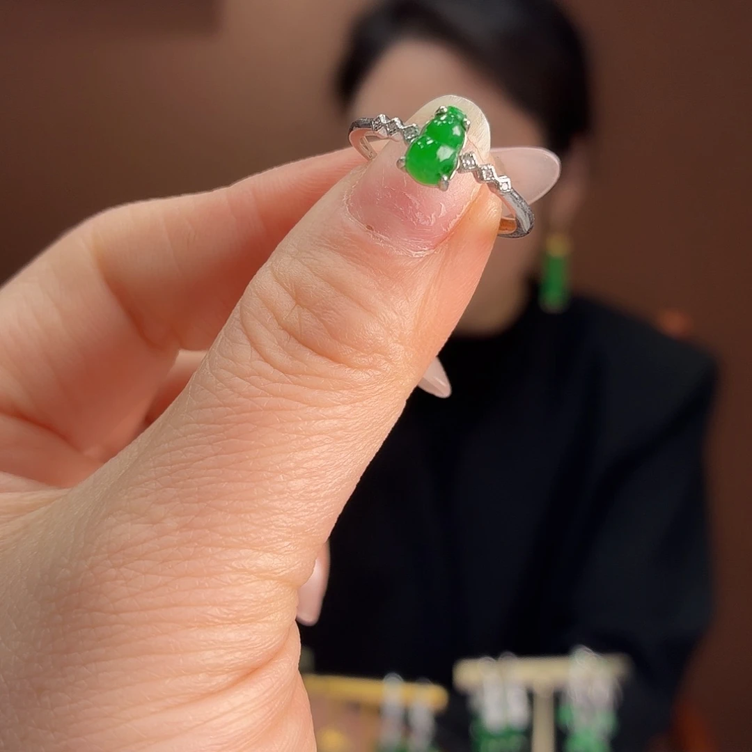 翡翠银S925镶嵌戒指戒指