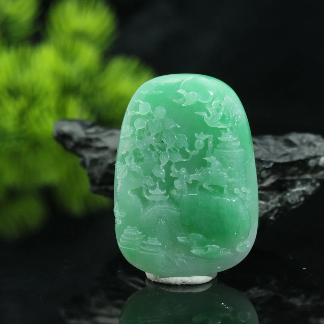 36天然缅甸翡翠A货山水牌/900084/上海嘉禾拍卖