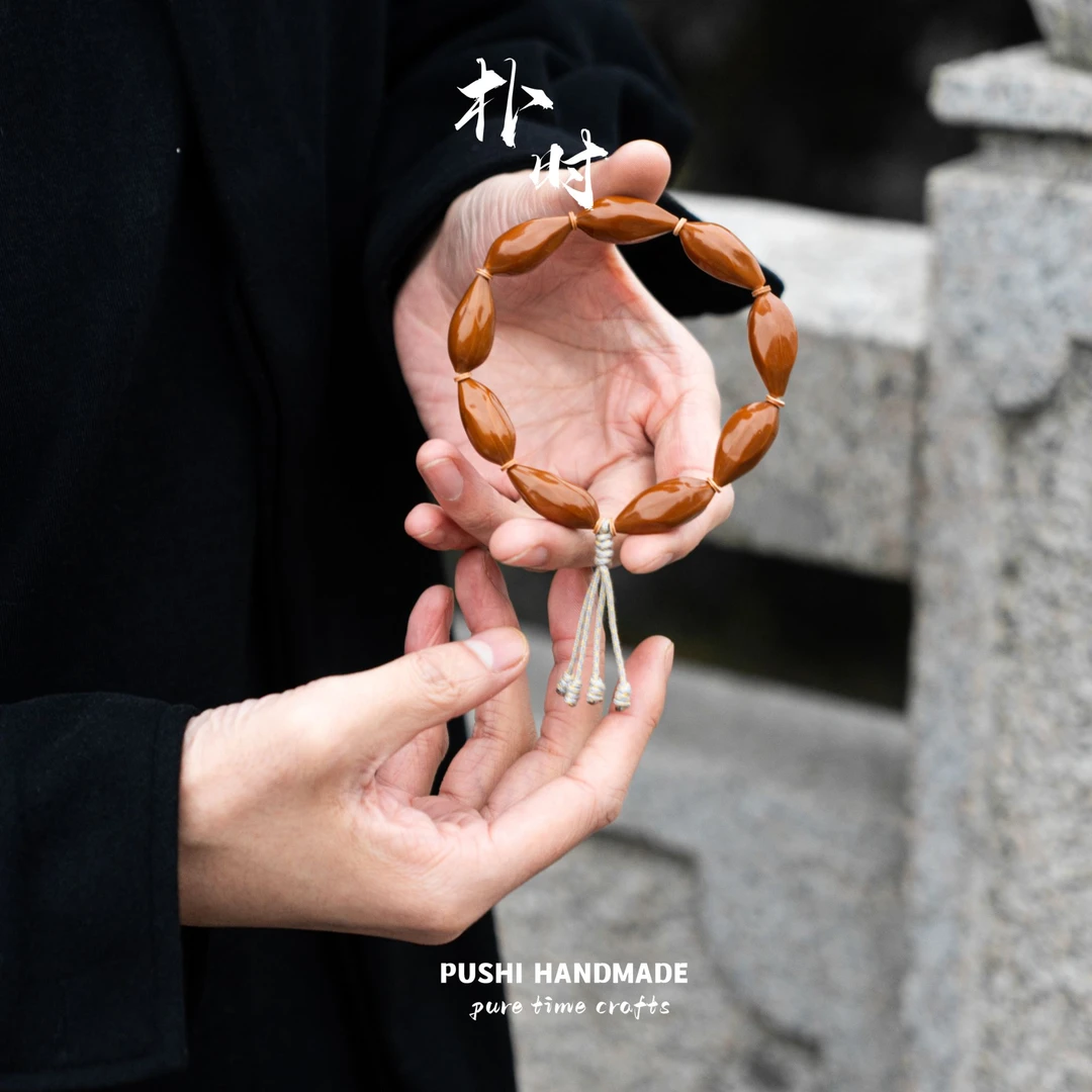 【壬寅】爆红小子柳叶 全手工镜面精抛光 22年下树 橄榄核手串