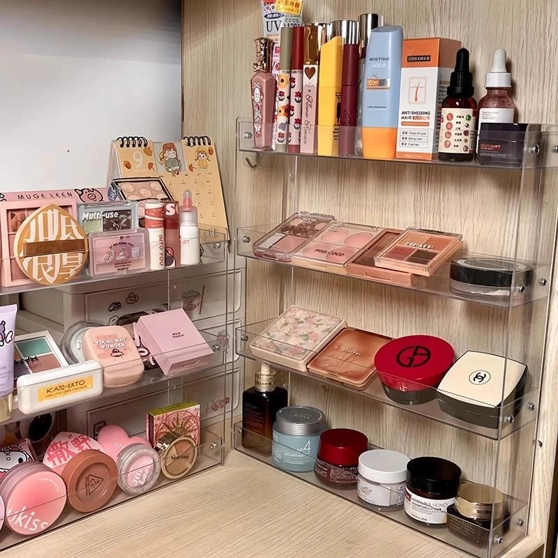 高颜值亚克力化妆品收纳架卧室护肤品展示架便利店柜台零食货架