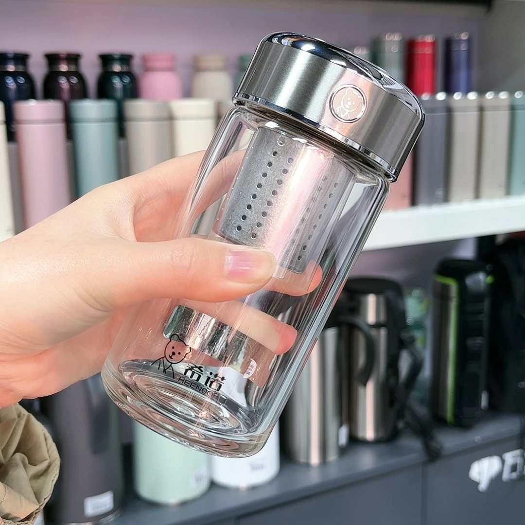 高硼硅玻璃茶水分离款希诺701L抗菌300毫升银色