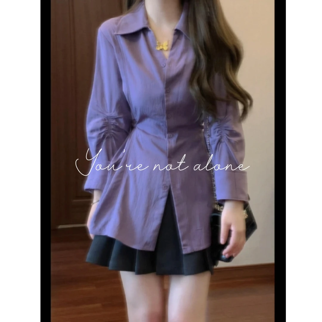 AMI.FS  春季套装女新款设计感抽褶气质衬衫百搭百褶短裙两件套装