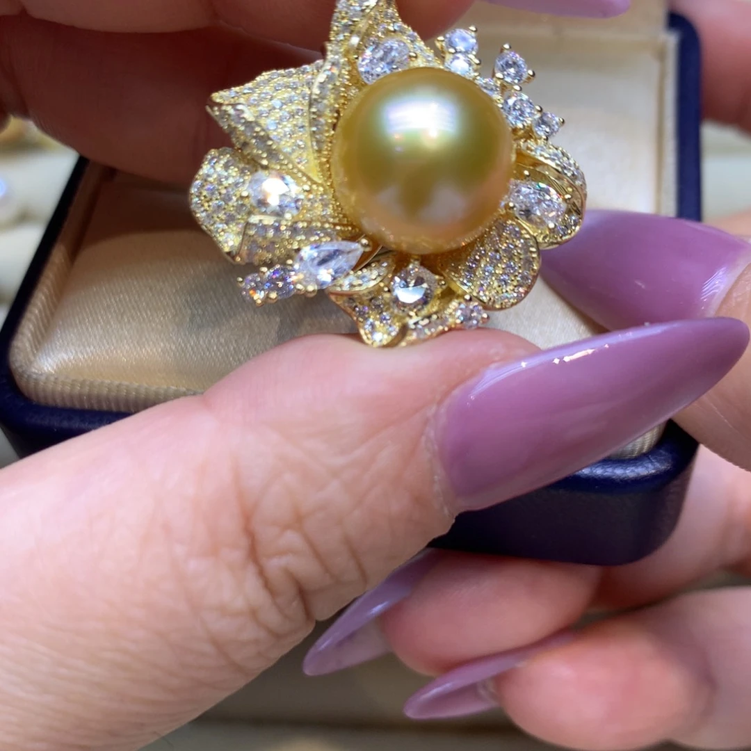 银S925镶嵌戒指海水珍珠