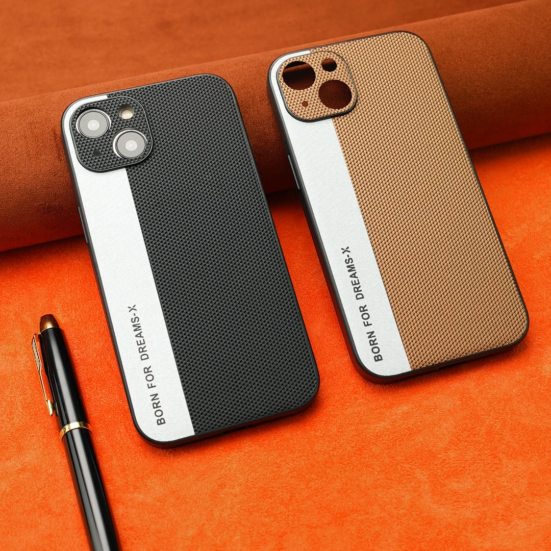 适用于苹果15/14手机壳相机拼接防摔高端皮纹隐藏磁吸iPhone13