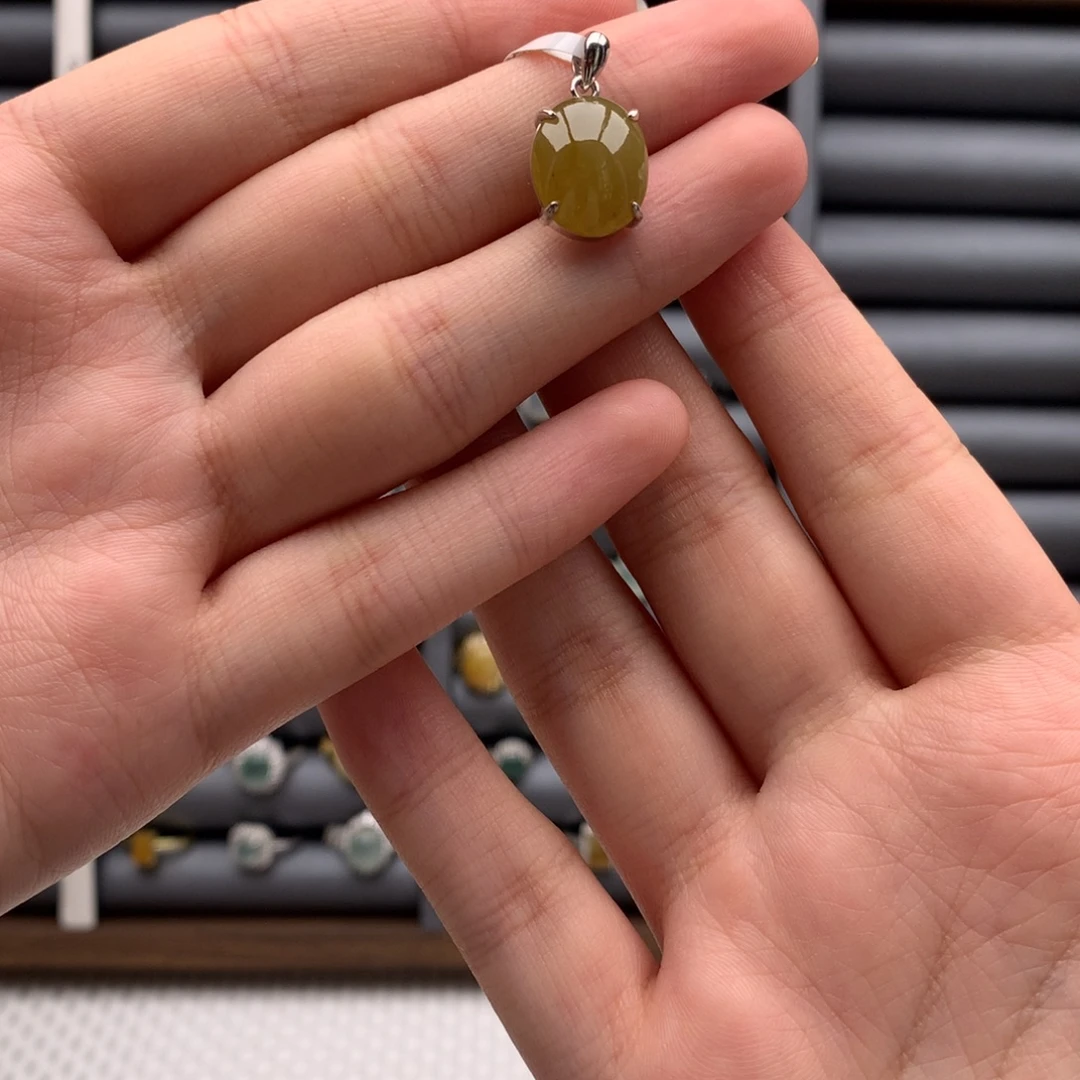 翡翠银S925镶嵌戒指吊坠