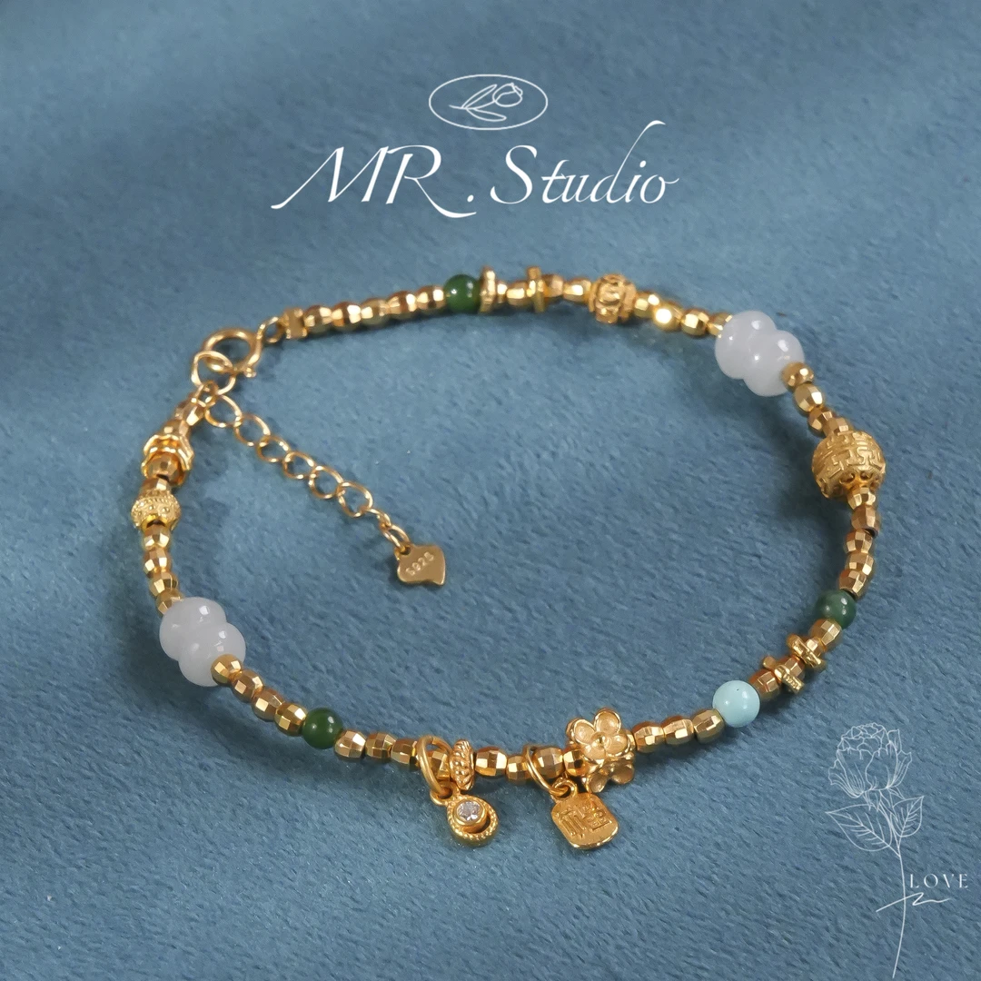 925银手链 木润【盘缠手链】s925银盘缠爆闪珠手链