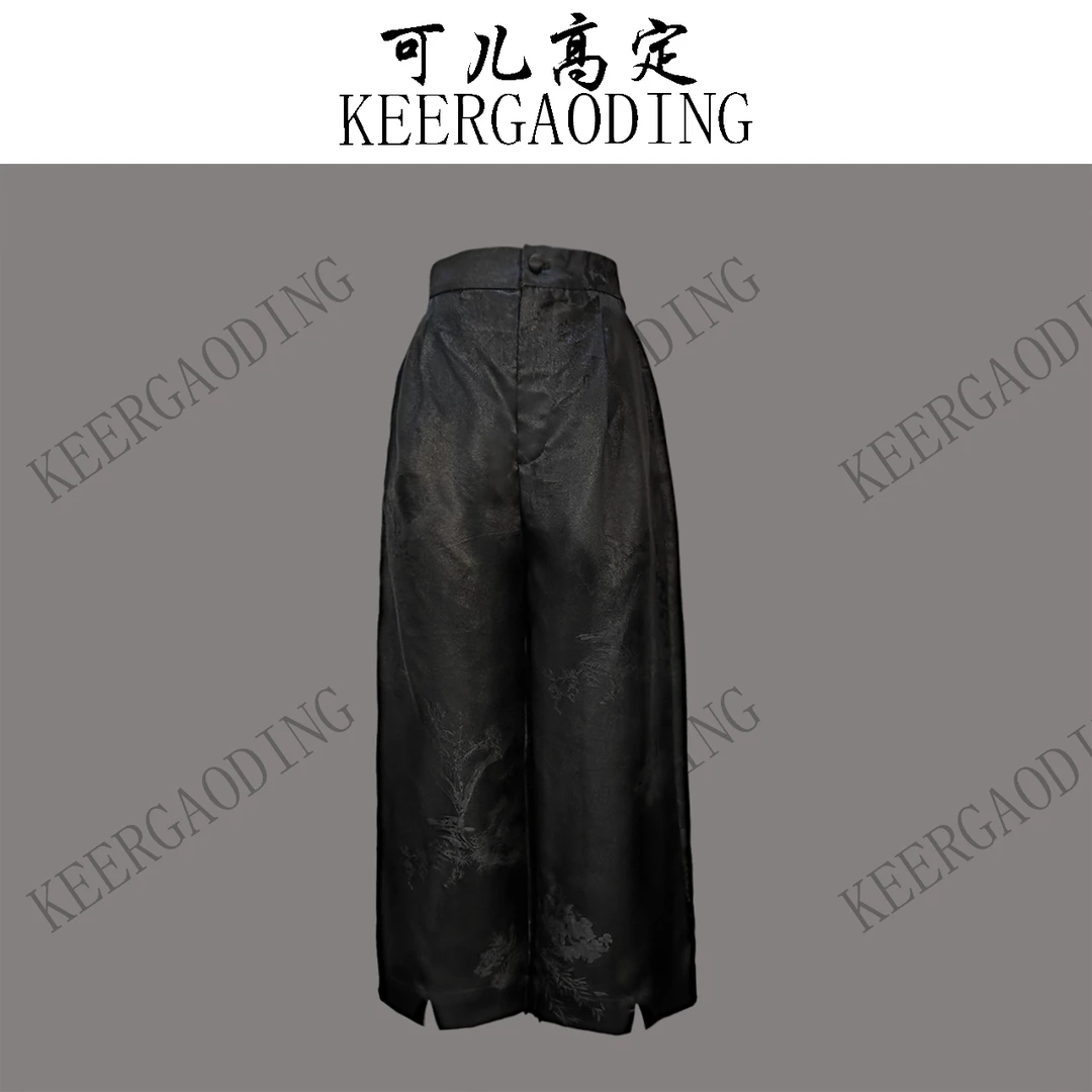 【可儿•高定】神裤非遗香云纱高端新中式八分直筒阔腿裤WB-25638黑