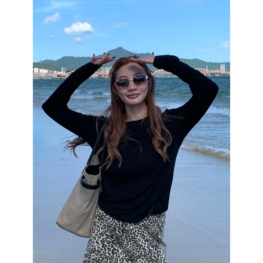 ONNI长袖韩系慵懒风早秋显瘦T恤女宽松显瘦百搭打底衫上衣潮＃1322
