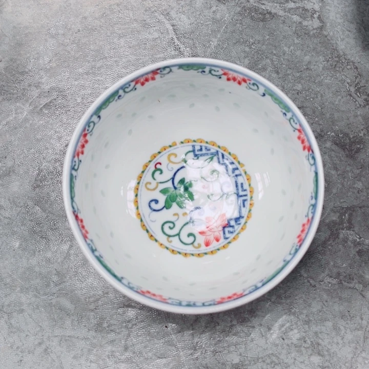 青花玲珑6寸面碗荷花