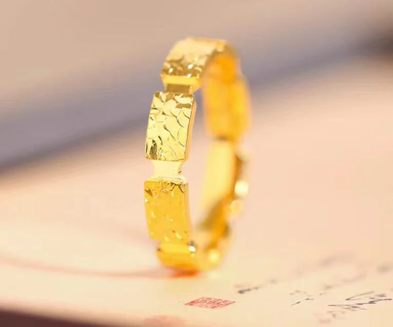 足银戒指 足银戒指方块碎冰冰戒指时尚百搭简约情侣