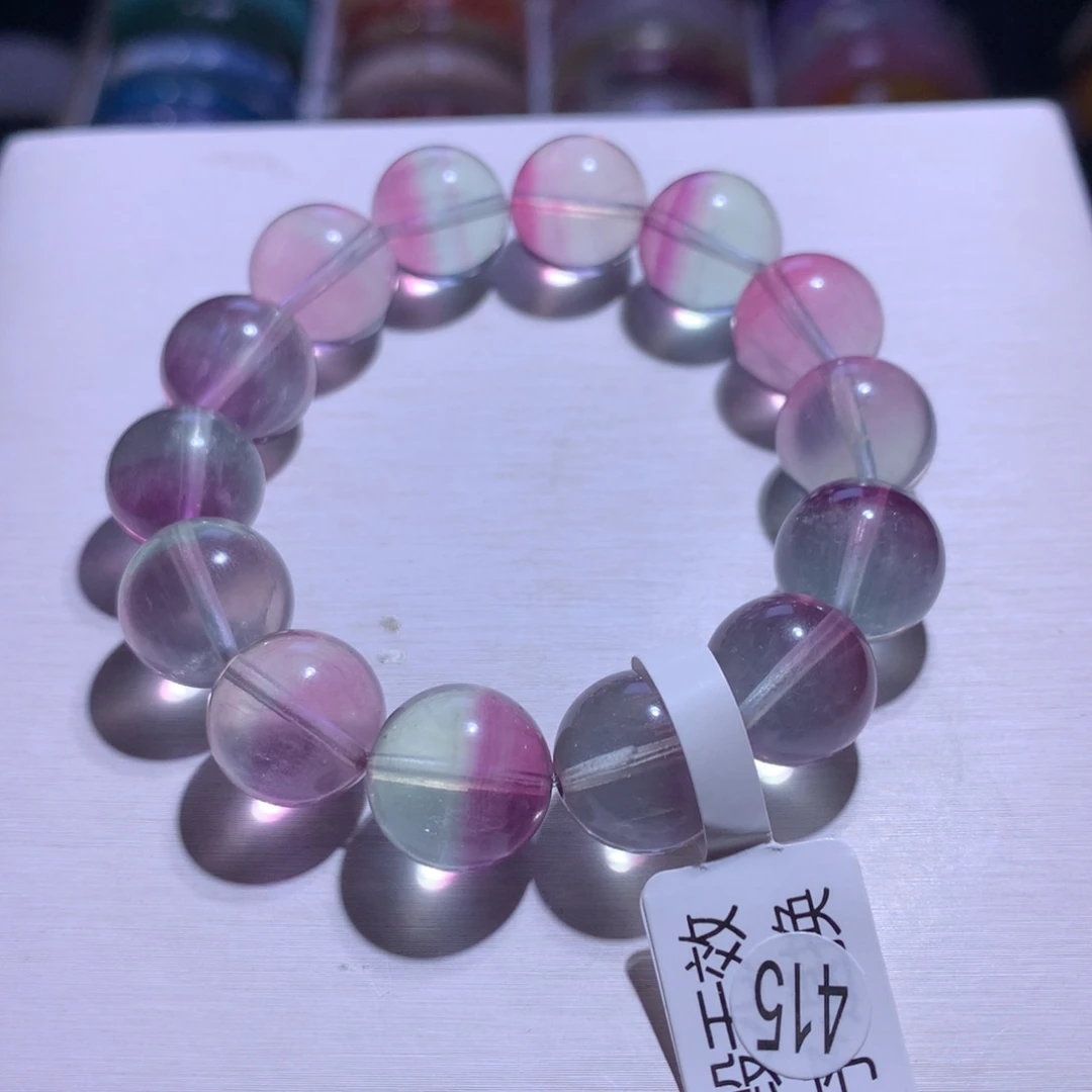 水晶银S925镶嵌手串萤石14.3m