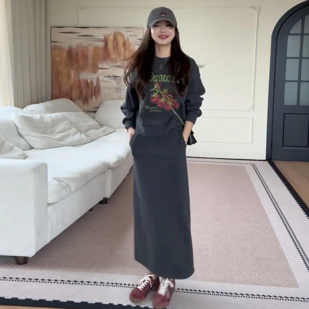 时尚上衣爆款套装裙2025春秋新款洋气年轻卫衣半身裙气质两件套女