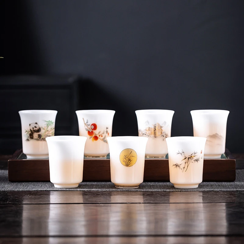 冰种玉瓷茶杯主人杯单杯高档功夫茶具个人专用杯品茗杯陶瓷茶碗