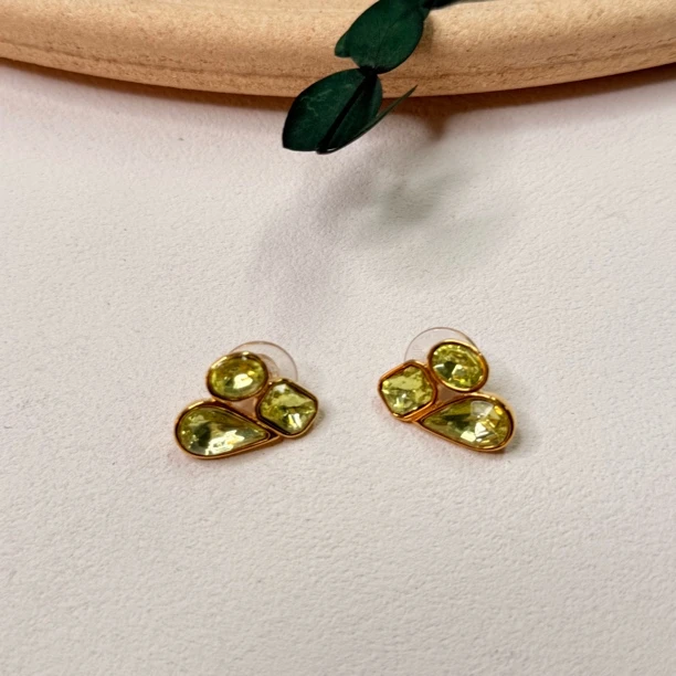 铜合金合成锆石耳饰 【六六中古】孤品复古耳钉th8215