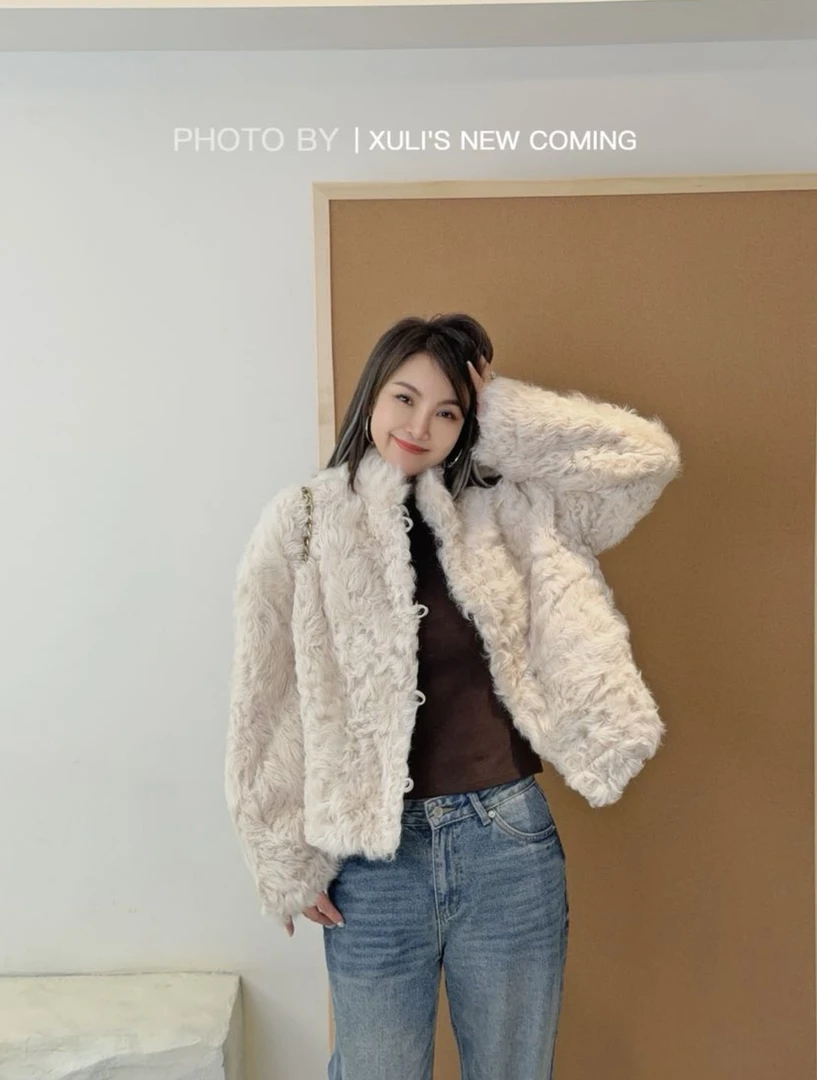 XULI'S EPOCH扣扣小立领湖羊皮毛外套·1023P2780·秋冬限定