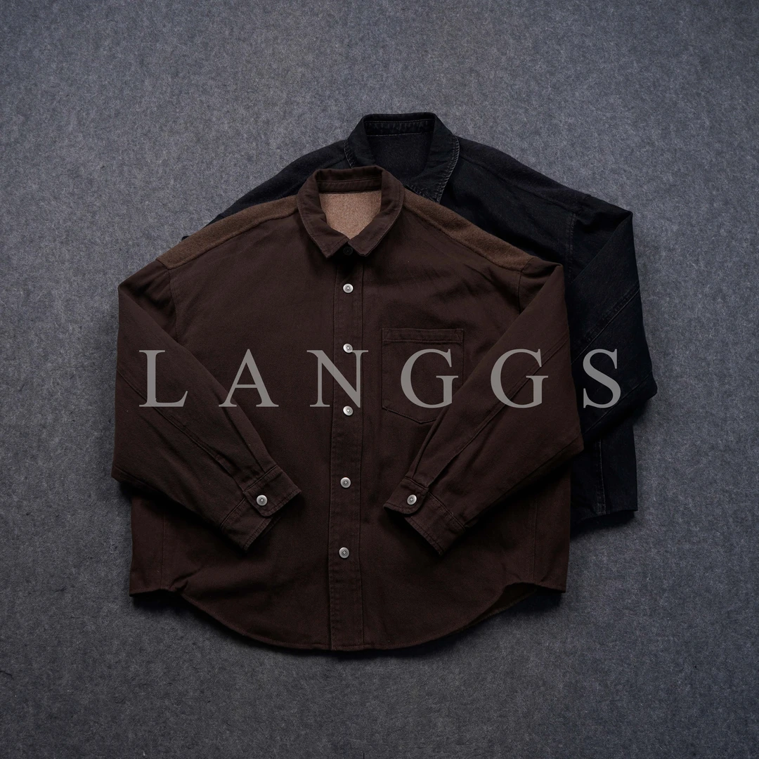 LANGGS&浪叔 秋冬款简约时尚轻薄牛仔羊毛羽绒服-EM-0623