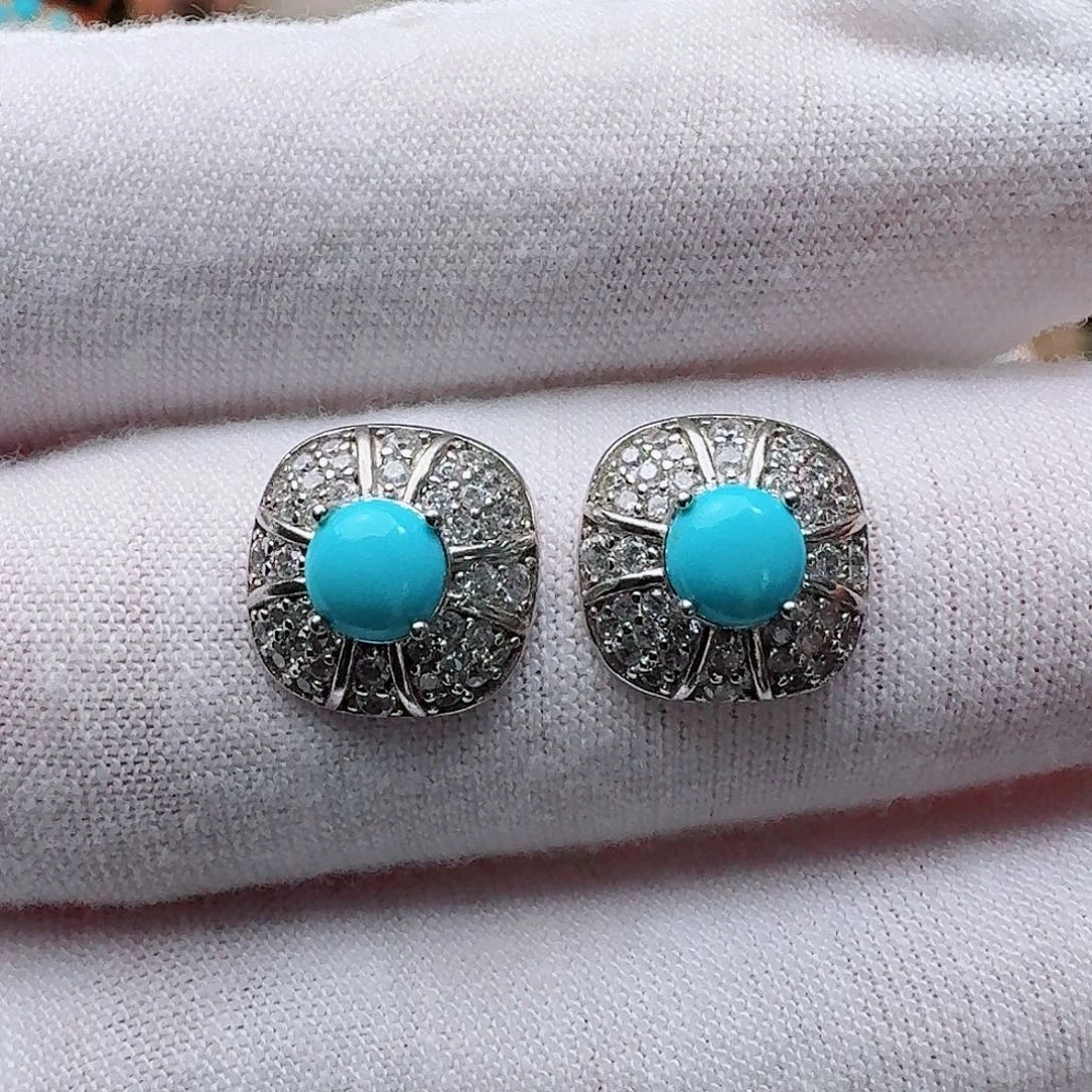 绿松石未镶嵌耳饰