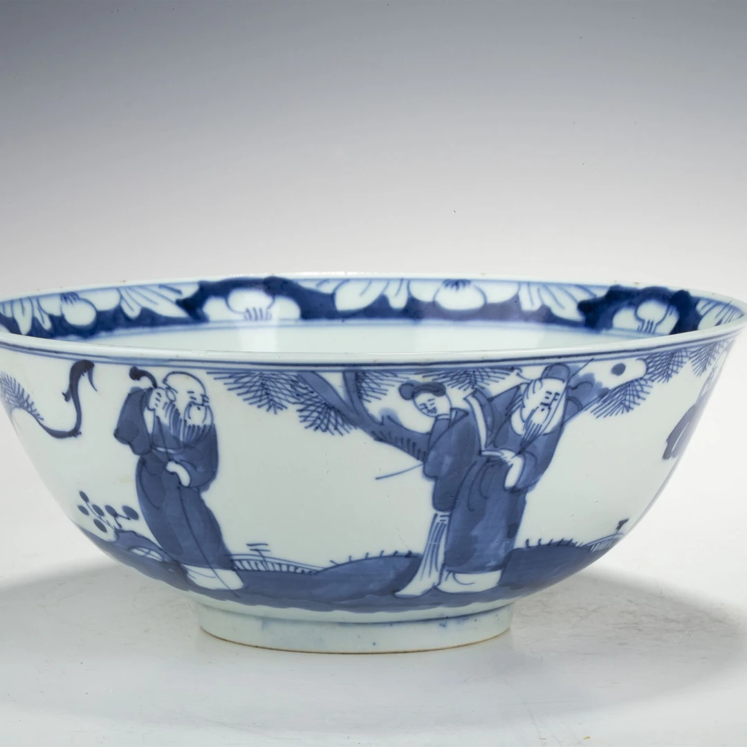 【拍卖-清晚】·青花三星人物纹海碗