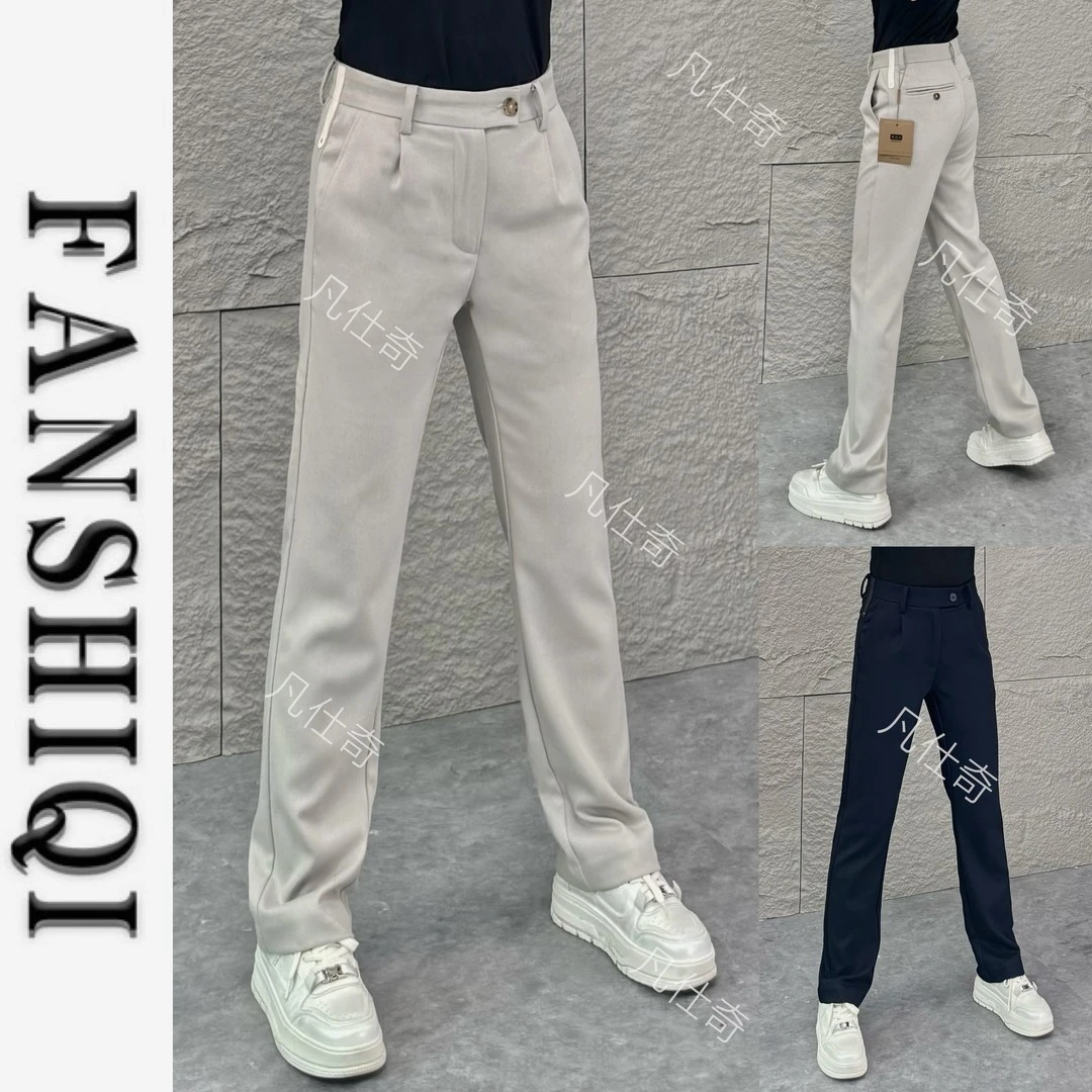 秋季新款高端男士精纺西装面料商务休闲裤百搭垂感弹力直筒裤6718