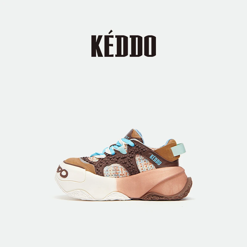 KEDDO“颜料未干2代”渐变扎染休闲鞋老爹鞋厚底增高像素风时尚女鞋