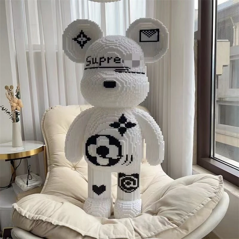 超白熊积木颗粒成人款益智拼装玩具手工礼物豪华家居立体摆件