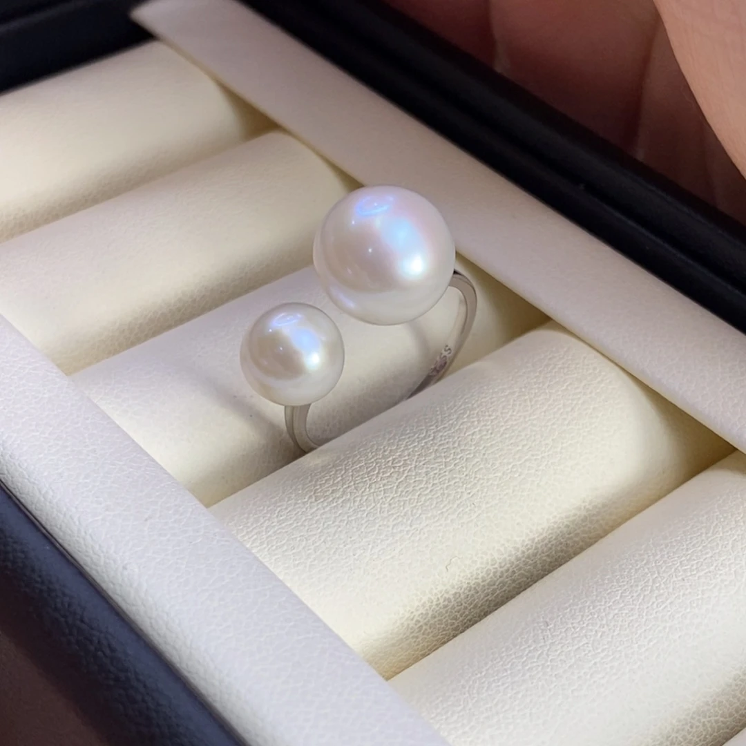 淡水珍珠戒指银S925镶嵌特价微瑕