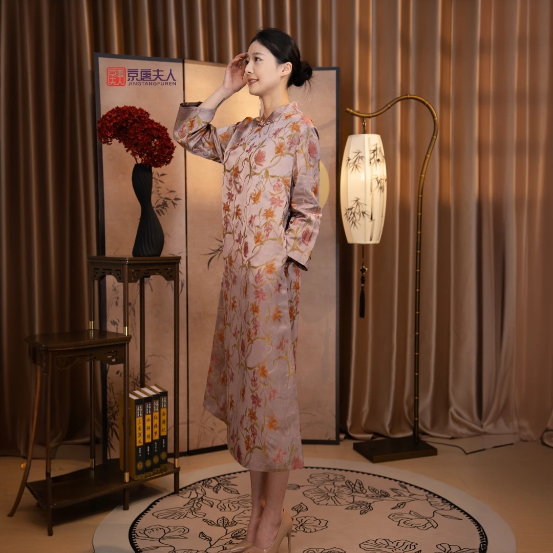 【京唐夫人·枫林晚】新中式国风秋季上新圆领女装连衣裙