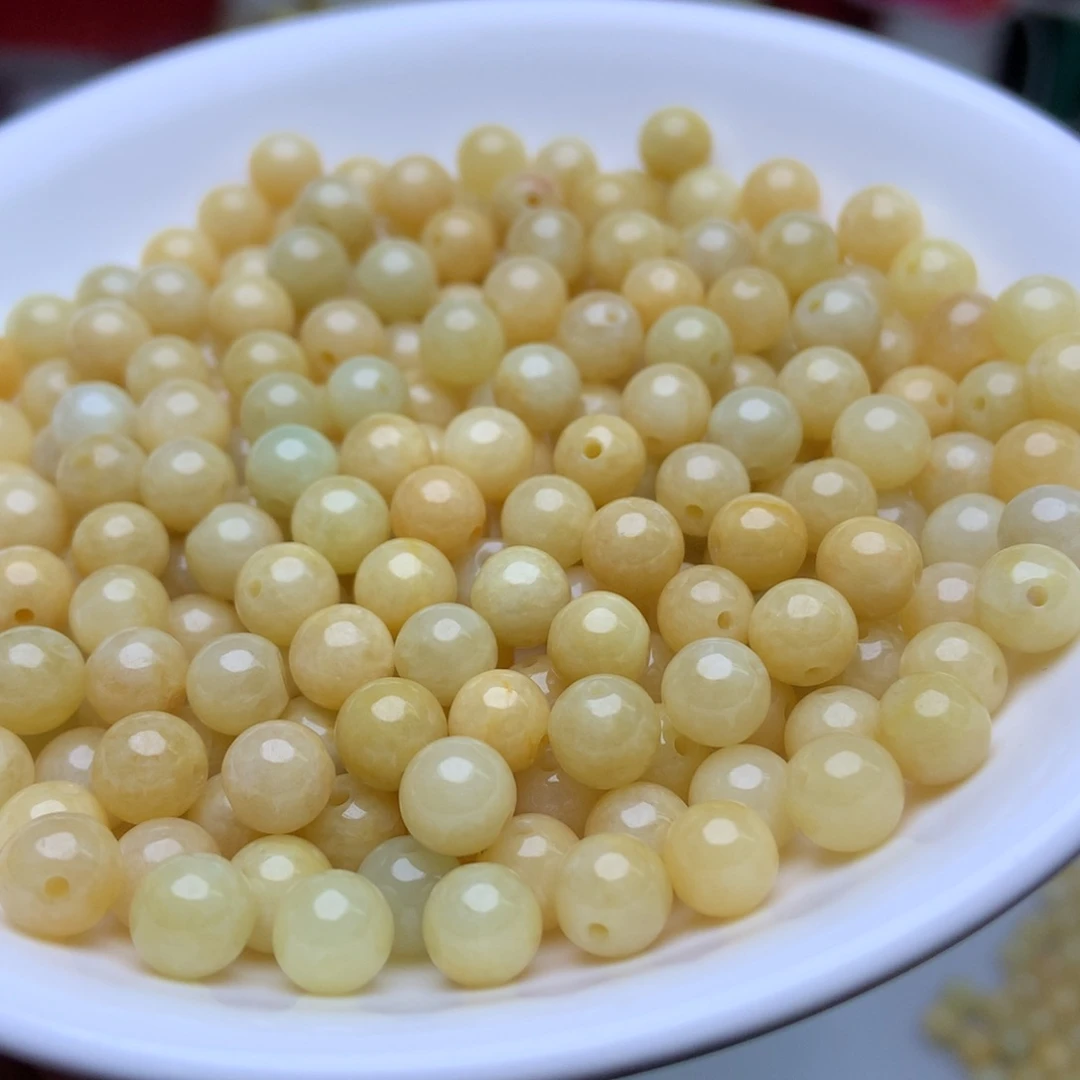 未镶嵌手链翡翠卡6.2冰黄100个