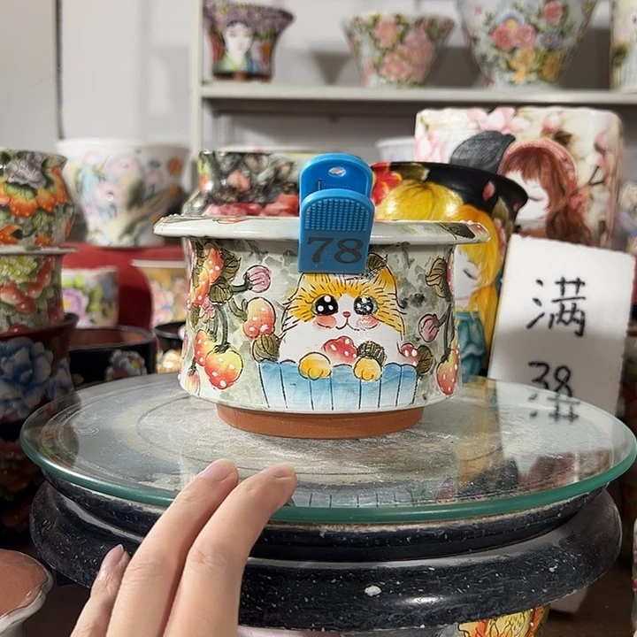 景德镇手绘花盆幸运花盆