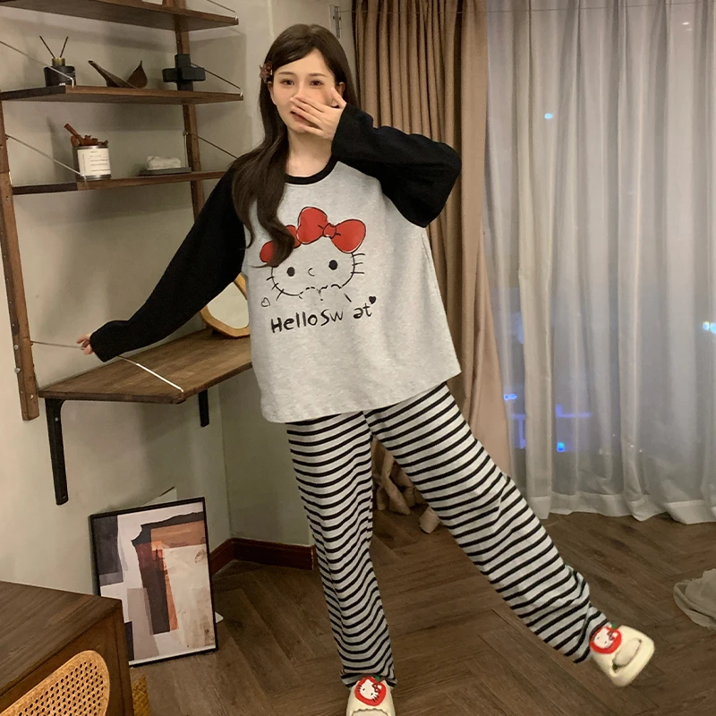 2025年睡衣女秋冬季新款长袖长裤慵懒随性卡通舒适柔软家居服套装