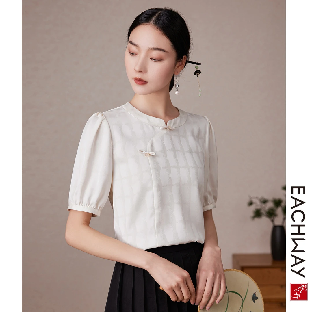 1S42D1108821气质优雅衬衫女夏季薄款高级感短袖上衣