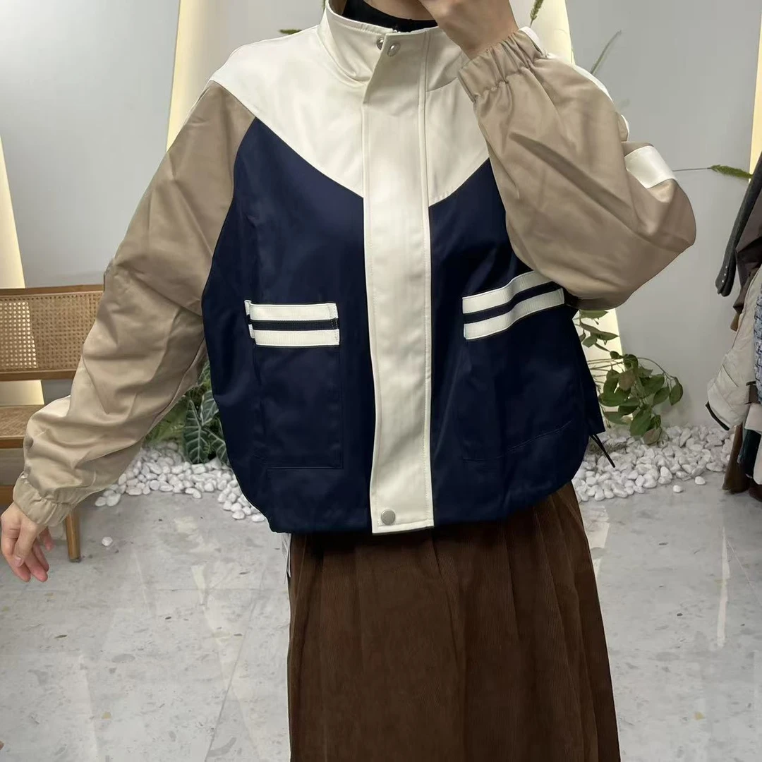 常规防风短外套春季运动春款薄款秋连帽拼接女拼色NCWW558D43